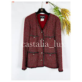 Chanel-9K$ Jewel Buttons Lesage Tweed Jacket-Dark red
