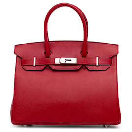 Hermès-HERMES HandbagsLeather-Red