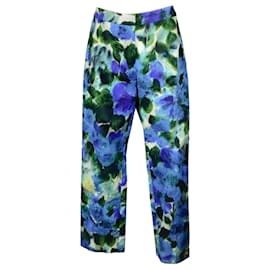 Autre Marque-Dries van Noten Blu / Pantaloni in cotone multistampa verde-Multicolore