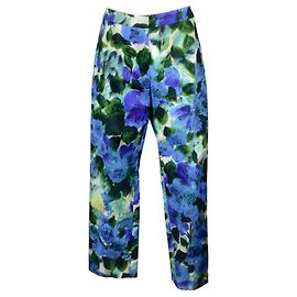 Dries Van Noten Seca van Noten Azul / Pantalones de algodón con estampado multicolor verde Multicolor
