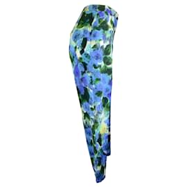 Autre Marque-Dries van Noten Blu / Pantaloni in cotone multistampa verde-Multicolore