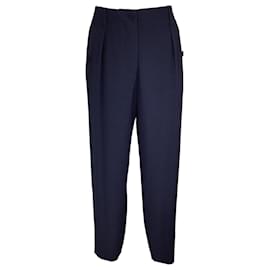 Autre Marque-Escada Navy Blue Cropped Crepe Trousers / Pants-Blue