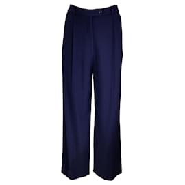 Autre Marque-Ralph Lauren Collection Pantalon en crêpe bleu marine / Un pantalon-Bleu