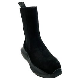 Rick Owens Black Suede Geth Beatle Booties Black