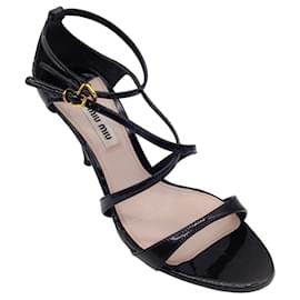 Autre Marque-Miu Miu Black Patent Leather Sandals-Black