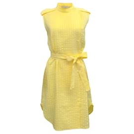 Autre Marque-Stella McCartney Yellow Jacquard Sleeveless Dress with Tie Belt-Yellow