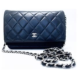 Chanel-Chanel Geldbörse mit Kette (WOC)-Schwarz
