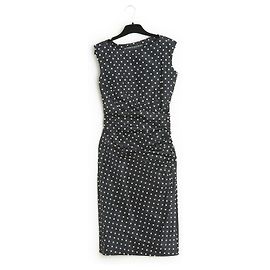 Balmain Haute couture SS2000 Black Polka Dot silk Dress FR34 FR36 Black