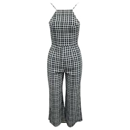 Reformation-Blue Checked Wide Leg Jumpsuit-Multiple colors,Other