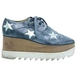 Stella Mc Cartney-Blaue Elyse-Plateau-Sneaker mit Sternen-Blau