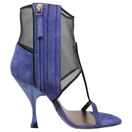 Giorgio Armani-Purple Suede Mesh Sandals-Blue,Navy blue