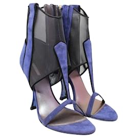 Giorgio Armani-Sandálias de malha de camurça roxa-Azul,Azul marinho