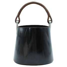 Kenzo-Vintage Bucket Bag aus schwarzem Leder-Schwarz