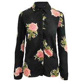 Reformation-Black/Floral Print Viscose Shirt with Collar-Other