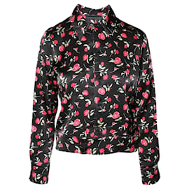 Reformation-Camisa de seda estampada de rosas com gola-Outro