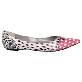Marc Jacobs-Zapatos planos con punta en punta de cuero en relieve de piel de serpiente rosa-Otro