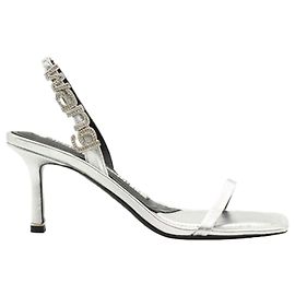 Alexander Wang Wide Fit Metallic Silver Slingback Heels Silvery Metallic