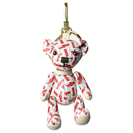 Burberry-Roter Teddy-Taschenanhänger mit Monogramm-Rot