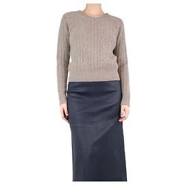 Eric Bompard Pull en maille torsadée taupe - taille S Marron