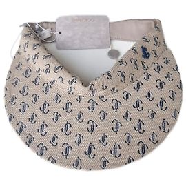 Jimmy Choo logo-print beige cotton visor Beige