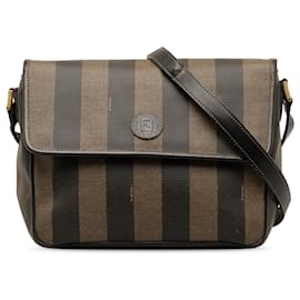 Fendi-Fendi Brown Pequin Crossbody-Brown