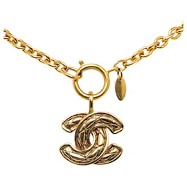 Chanel-Colar de Pingente Chanel Gold CC-Dourado
