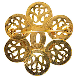 Chanel-Chanel Gold CC Flower Brooch-Golden
