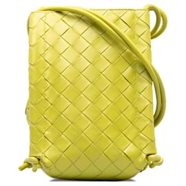 Bottega Veneta-Bottega Veneta Yellow Intrecciato Mini Knot Bucket Bag-Yellow