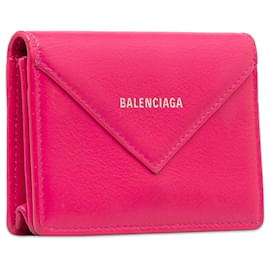 Balenciaga-Balenciaga Portefeuille compact en cuir rouge Mini Papier-Rouge