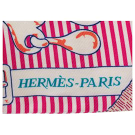 Hermès-Hermes Pink Mors a Jouets Chemise Twilly Silk Foulard-Rose