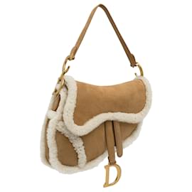 Dior-Dior Brown Shearling Saddle Bag-Brown