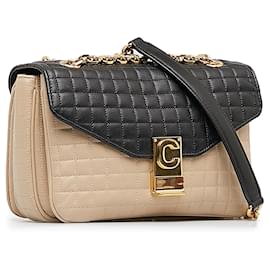 Céline-Borsa a tracolla C trapuntata media marrone Celine-Marrone,Nero,Beige