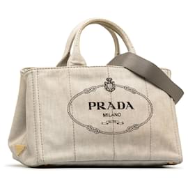 Prada-Prada Gray Canapa Logo Satchel-Grey