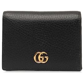 Gucci-Porte-cartes en cuir Gucci noir GG Marmont-Noir
