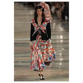 Chanel-Vestido maxi con logo CC retro de París / Cuba por 11,000 dólares.-Multicolor