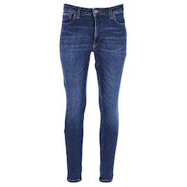 Tommy Hilfiger-Tommy Hilfiger Calça jeans skinny feminina de lavagem escura em algodão azul-Azul