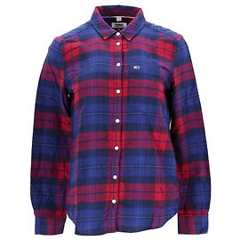 Tommy Hilfiger Camisa feminina xadrez de flanela de algodão com ajuste regular Multicor