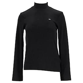 Tommy Hilfiger-Womens Rib Knit Long Sleeve Fitted T Shirt-Black