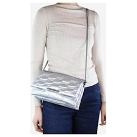 Balenciaga-Petit sac porté épaule argenté Triplet à monogramme BB-Argenté