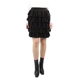 Chanel-Brown ruffle velvet skirt - size UK 10-Brown