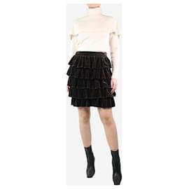 Chanel-Brown ruffle velvet skirt - size UK 10-Brown