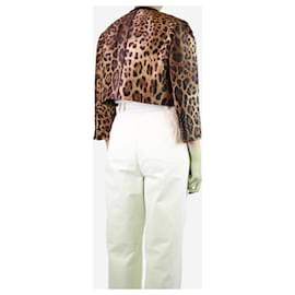 Dolce & Gabbana-Brown cropped leopard print jacket - size UK 10-Brown