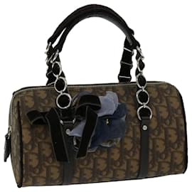 Christian Dior-Christian Dior Trotter Romantic Flower Hand Bag PVC Leather Brown Auth am5843-Brown