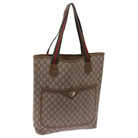 Gucci-GUCCI GG Plus Supreme Web Sherry Line Tote Bag PVC Beige Red Green Auth ep3451-Red,Beige,Green