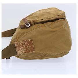 Prada-PRADA Shoulder Bag Nylon Brown Auth 66376-Brown