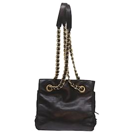 Prada-PRADA Chain Shoulder Bag Leather Black Auth bs12124-Black