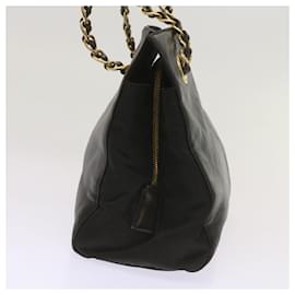 Prada-PRADA Chain Shoulder Bag Leather Black Auth bs12124-Black