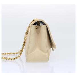 Chanel-CHANEL Matelasse Bolso de hombro con cierre giratorio y cadena Piel de cordero Beige CC Auth am5815-Beige