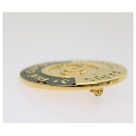 Chanel-CHANEL Broche de metal Ouro CC Auth bs12167-Dourado