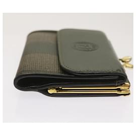 Fendi-FENDI Portefeuille en toile Pecan Noir Marron Auth am5840-Marron,Noir